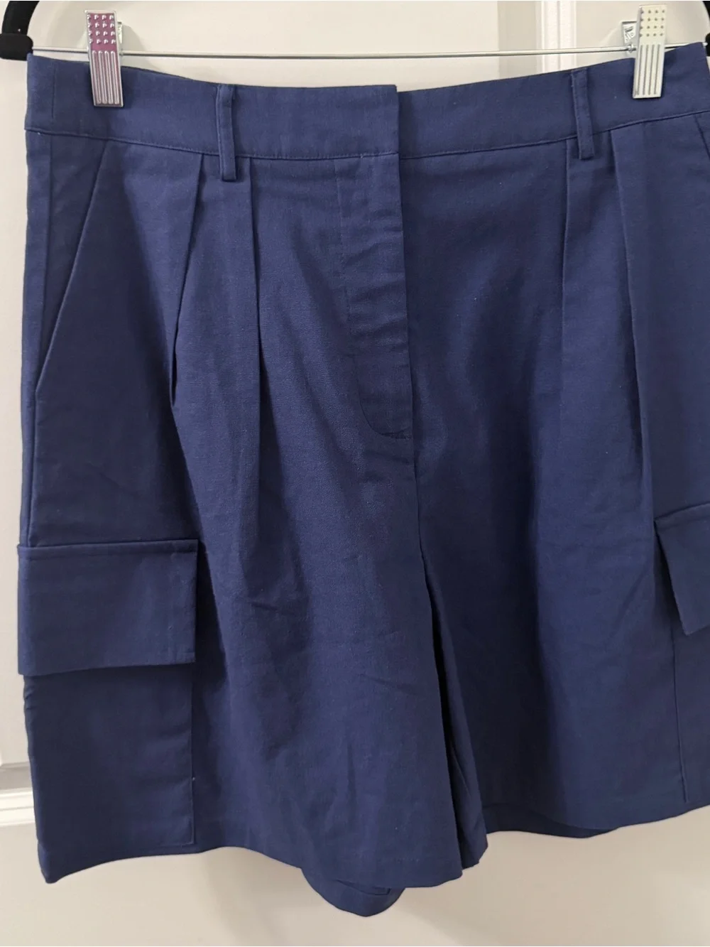 NWT COMMENSE L Navy Sleeveless Button Vest & Cargo Shorts Set